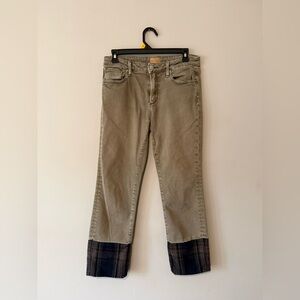 DRIFTWOOD Olive Straight-Leg Jeans with Plaid Cuffs